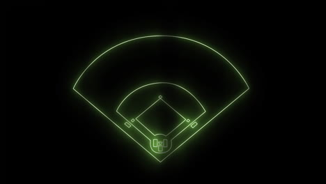 Animation-of-neon-baseball-sports-field-on-black-background