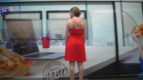 Female-Traveler-Tourist-Waiting-To-Ride-The-BTS-Sukhumvit-Line-Sky-Train-In-Bangkok-Thailand