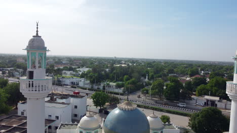 Muhammadu-Indimi-central-mosque,-maiduguri,-Borno-State,-northern-Nigeria---aerial-reveal