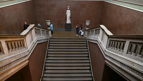 Up-and-down-the-stairs-within-the-British-Museum,-London,-United-Kingdom