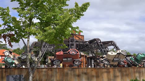 Coche-Paseo-En-Carrusel-Con-Forma-De-Pulpo-Dentro-Del-Parque-De-Diversiones-Djurs-Dinamarca