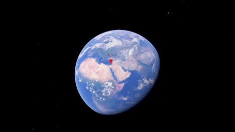 Gaza-Punkt-Auf-Der-Karte,-Google-Earth-Animationsgrafiken-4k