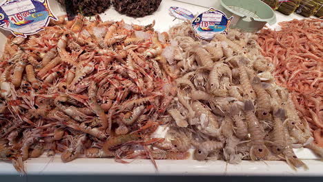 Pesca-Abundante,-Una-Experiencia-En-El-Mercado-De-Mariscos-En-Sevilla,-España.