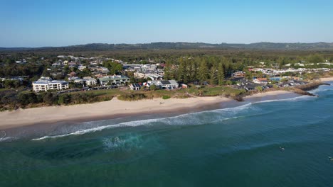 Idyllische-Landschaft-Am-Torakina-Beach-In-New-South-Wales,-Australien---Luftaufnahme