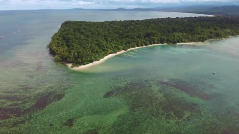 Costa-Rica-Beach-Aerial-Drone-Flyover-Tropical-Cahuita-Coastline,-4K