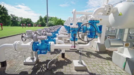 Natural-gas-pumping-station-equipment,-side-view