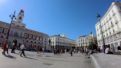 Madrid,-Spain:-Immerse-yourself-in-the-heart-of-Spain's-capital-as-you-walk-down-Gran-Via,-captured-beautifully-by-our-gimbal-shot
