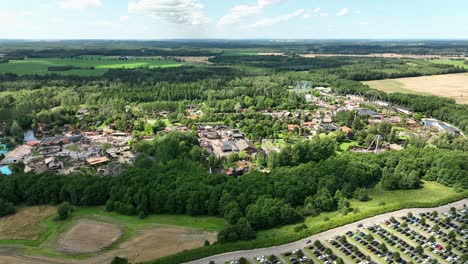 Djurs-amusement-park-in-Denmark---Summer-panoramic-aerial-view-60fps