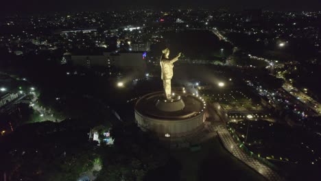 Ambedkar-It-is-illuminated-by-gold-colored-lights-as-you-circle-it
