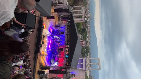 Kool-and-the-Gang-performing-at-Ancient-Theatre-of-Plovdiv,-Roman-Theatre-of-Philippopolis,-Bulgaria