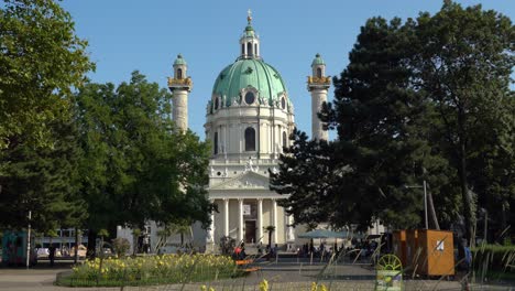 The-Karlskirche--with-People-Walking-near