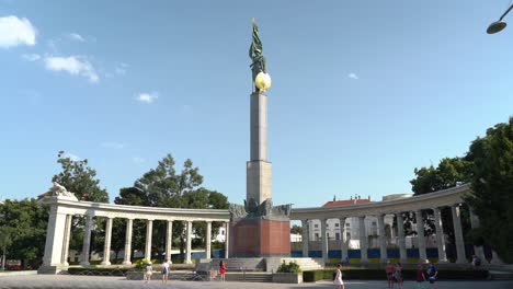People-Walking-Near-Soviet-War-Memorial-in-Vienna