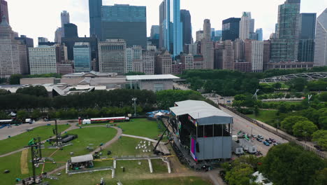 Aerial-view-around-the-Beaches-festival-stage-in-the-Millennium-park-of-Chicago