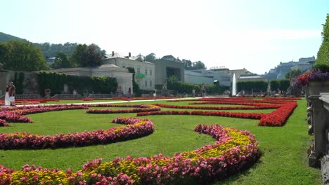 Wunderschön-Arrangierte-Blumen-Im-Schlossgarten-Mirabell