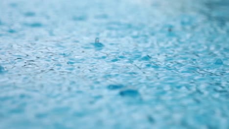 Rain-drops-closeup-on-water-surface