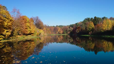 Buntes-Herbstwaldholz-Am-See