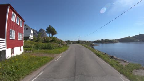 Driving-a-Car-on-a-Road-in-Norway-Lofoten-Reine