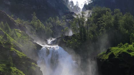 Latefossen-Waterfall-Odda-Norway.-Latefoss-is-a-powerful,-twin-waterfall.