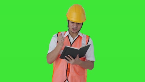Frustrated-Indian-architect-checking-work-completion-Green-screen