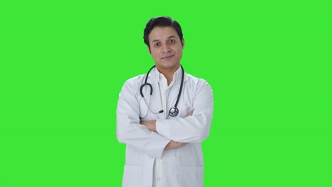 Porträt-Eines-Glücklichen-Indischen-Arztes-Auf-Grünem-Bildschirm