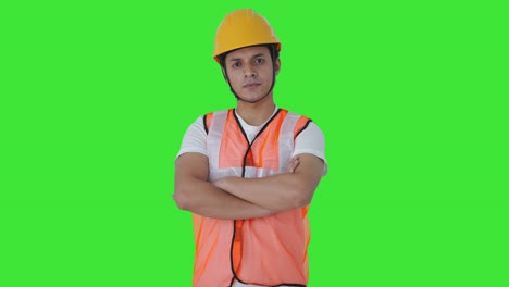 Porträt-Eines-Selbstbewussten-Indischen-Bauarbeiters-Auf-Grünem-Bildschirm