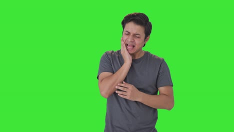 Indian-man-suffering-from-tooth-pain-Green-screen
