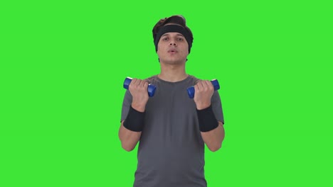 Indian-man-lifting-dumbells-and-doing-exercise-Green-screen