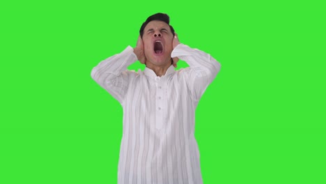 Stressed-Indian-man-shouting-loud-Green-screen