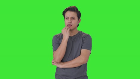 Indian-man-thinking-about-something-Green-screen