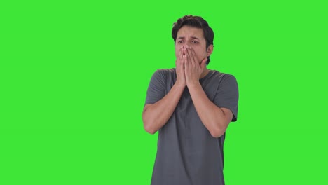 Indian-man-suffering-from-cold-and-cough-Green-screen