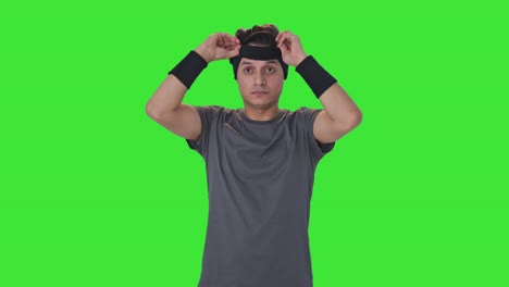 Indian-man-getting-ready-for-exercise-Green-screen
