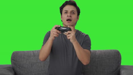 Frustrated-Indian-man-loses-a-match-in-video-game-Green-screen