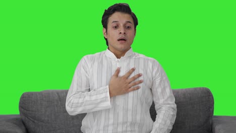 Indian-man-having-a-Asthma-attack-Green-screen