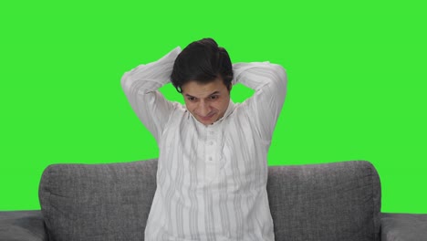 Tired-Indian-man-about-to-sleep-Green-screen