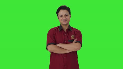 Portrait-of-happy-Indian-house-keeper-Green-screen