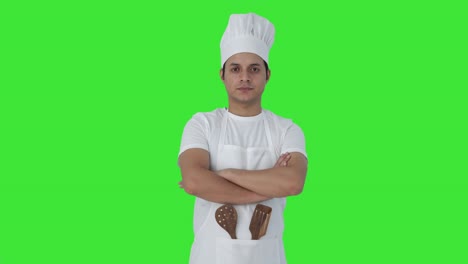 Retrato-De-Pantalla-Verde-De-Chef-Profesional-Indio-Confiado