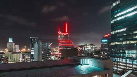 Buildings-Glowing-Lights-At-Night-In-Cape-Town,-South-Africa