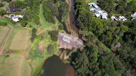 Aerial-View-Of-Currumbin-Creek-At-Currumbin-Valley-Rural-Locality-In-Gold-Coast,-Queensland,-Australia