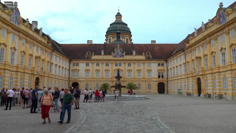 Inner-Yard-of-Melk-Abbey-with-Lots-of-Tourists