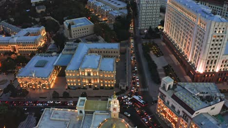 Aerial-view-–-Traffic-jam-on-the-roads-of-Baku-downtown-nearby-state-administration