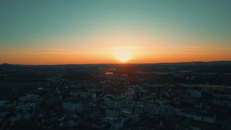 4K-Aerial:-Beautiful-Sunset-In-Homburg,-Saarland,-Germany
