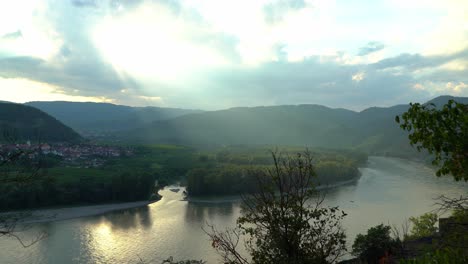 Sun-Rays-Shines-Through-Clouds-near-Durnstein---a-tiny-town-on-the-banks-of-the-Danube