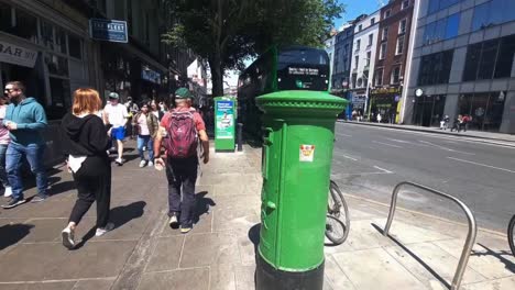 Hyper-lapse-on-the-streets-of-Dublin,-Westmorland-street