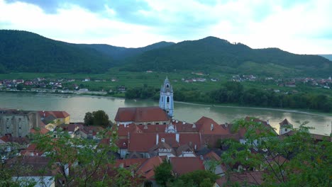 Durnstein-Church-in-a-tiny-town-on-the-banks-of-the-Danube-which-gets-its-charm-from-a-mix-of-authentic-historic-buildings