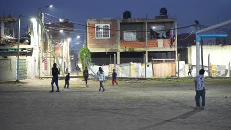 Kids-engaging-in-soccer-games-at-Villa-Fiorito,-the-birthplace-and-childhood-home-of-Diego-Maradona