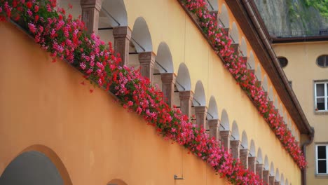 Orangefarbene-Bürgerspitalfassade-Mit-Blumen-In-Der-Nähe-Von-St