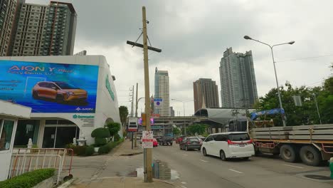 BKK-Thailand-Street-Scene-4K-Hyperlapse-Walking-Video-In-The-Rama-9-Area,-The-Largest-New-Developing-City-In-Bangkok