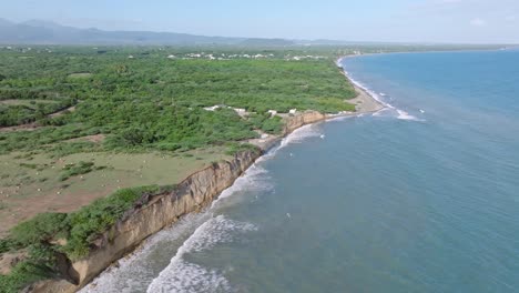 Aerial-View-Of-Playa-Matanzas,-Beach-On-The-Caribbean-Sea-In-Bani,-Dominican-Republic