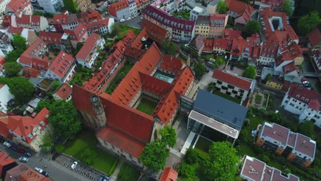 Aerial-Erfurt-Germany-Martin-Luther-Monastary-Church-Reformation-History-Cinematic-Drone