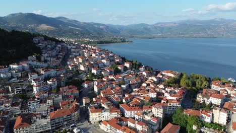 Aerial-Drone-Footage-of-Kastoria-Lake-Orestiada,-Macedonia,-Greece-–-Natural-Beauty